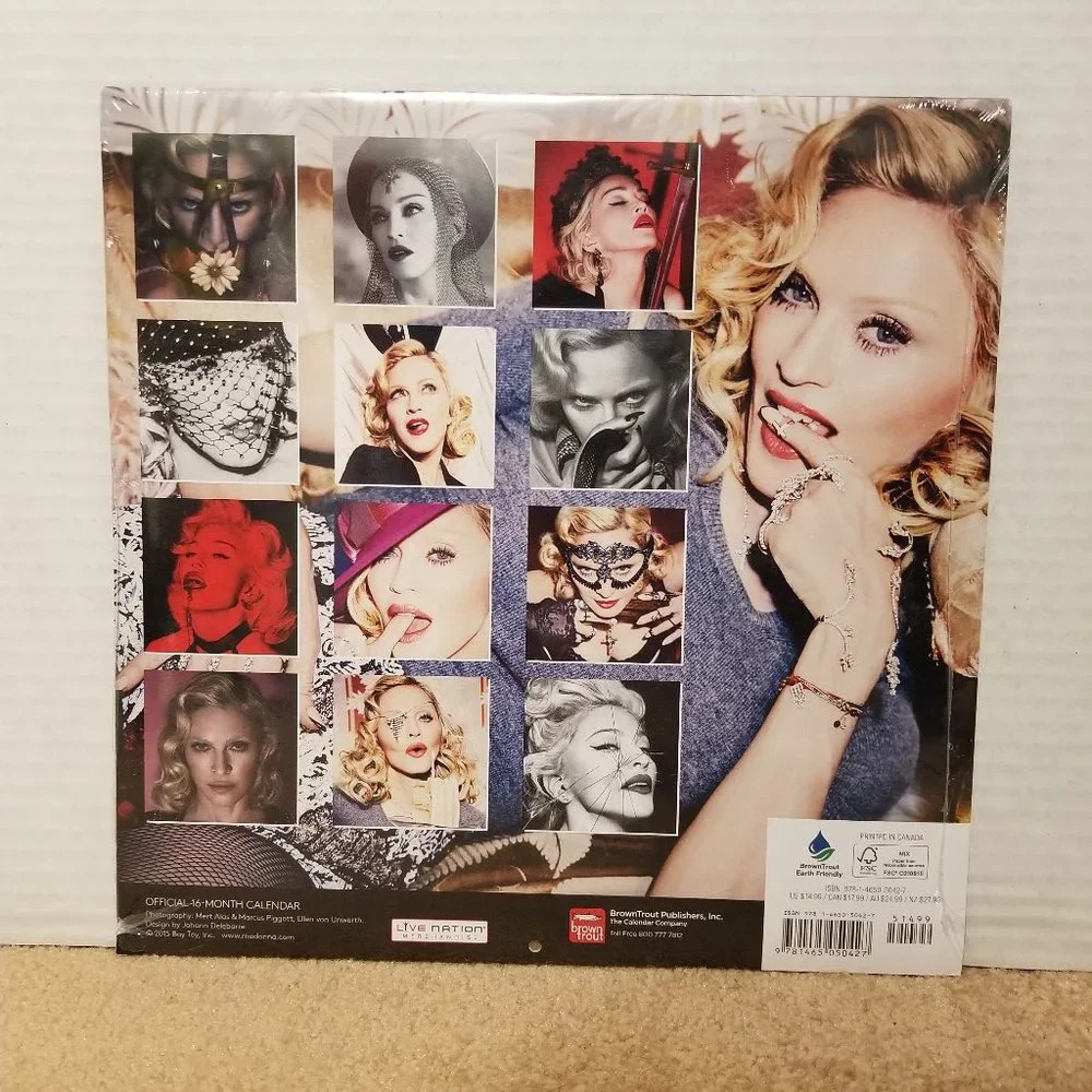 Madonna 2016 calendar 16 month full color sealed pop band merch Brown Trout